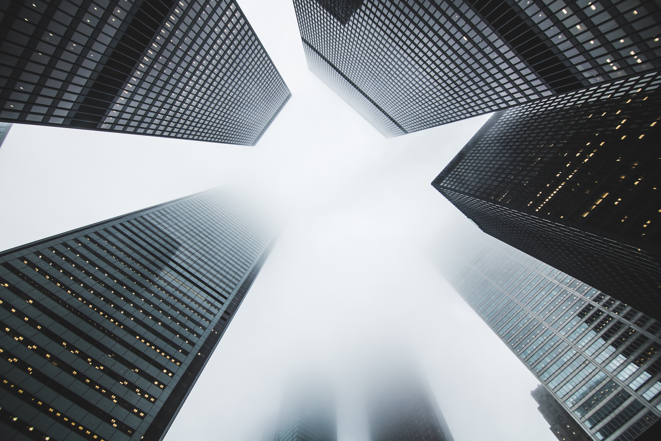 Low-angle Photography of Buildings Covered by Fog